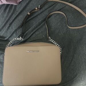 Michael Kors Beige Crossbody Bag with Chain Strap
